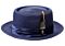 Bruno Capelo Hats RF Rafaele Natural Braid Pork Pie Fedora Navy