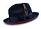Montique Hats H-75 Pinch Front Two Tone Wool Felt Fedora Navy/Red