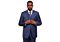 Vitali Ink Blue Sharkskin Modern Fit Vested Suit M3090-2