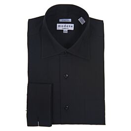 Modena Black Tonal Squares French Cuff Dress Shirt M577FG0F