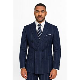 Mantoni Navy Pinstripe Modern Fit Wool Double Breasted Suit M87184
