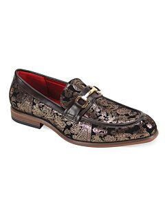 After Midnight Sueded Paisley Slip-On Loafer Dress Shoe 7010 Brown/Gold