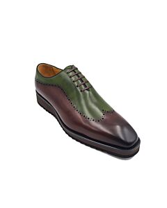 Carrucci Men's Dress Shoe Plain Toe Oxford KS515-33T Brown/Olive