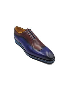 Carrucci Men's Dress Shoe Plain Toe Oxford KS515-33T Navy/Brown