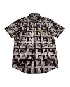 Lavane Men's Short Sleeve Geometric Print Sport Shirt 2325 Black/White