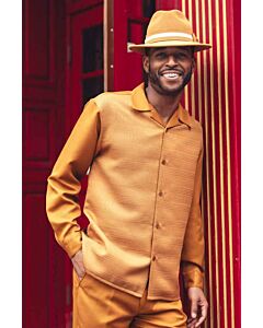 Montique Men's Walking Leisure Suit 2 Piece Set 2576 Gold