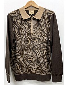  Cigar Couture Men's 1/4 Zip Knit Long Sleeve Sweater Shirt P-310 Coffee