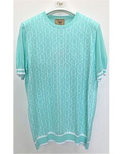  Cigar Couture Men's Jacquard Knit Short Sleeve Sport Shirt CR-1221 Mint