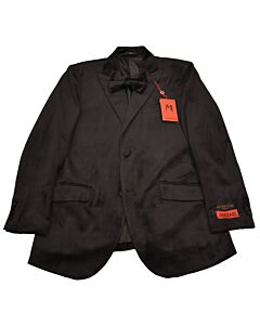 Mazari Men's Fashion Velvet Sport Coat w/ Matching Bow Tie 1010 Party S/C Black
