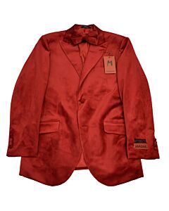 Mazari Men's Fashion Velvet Sport Coat w/ Matching Bow Tie 1010 Party S/C Red