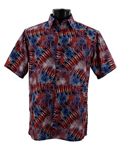 Bassiri Uomo Men's Fashion Print Short Sleeve Sport Shirt 1037 Red