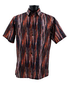 Bassiri Uomo Men's Fashion Print Short Sleeve Sport Shirt 1051 Orange