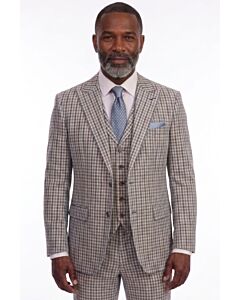 Steve Harvey Reserve Blue Check Modern Fit Vested Suit 126708SHS