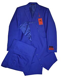 Mazari Royal Blue Modern Fit Vested Suit 1501 Paris