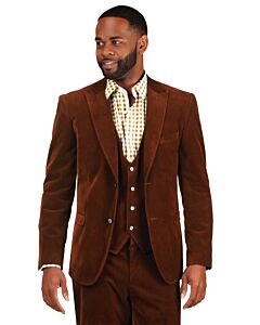 Vitali Chestnut Brown Corduroy Slim Fit Vested Suit 1616 Chestnut
