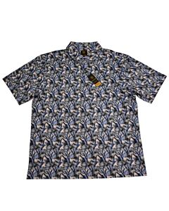 F/X Fusion Men's Short Sleeve Golf Polo Shirt Tropical Print 221 Blue