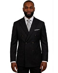 Steve Harvey Reserve Black Double Breasted Modern Fit Suit 223100SHS