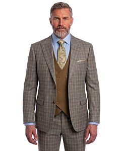 Steve Harvey Reserve Grey Plaid Modern Fit Vested Suit 226706SHS