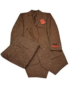 Mazari Brown Birdseye Modern Fit Vested Suit 2402 Bobby