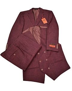 Mazari Burgundy Birdseye Modern Fit Vested Suit 2402 Bobby