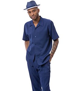 Montique Men's Walking Leisure Suit 2 Piece Set 2422 Navy