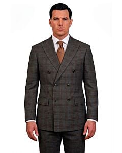 Mazari Charcoal Plaid Modern Fit Double Breasted Suit 2450 NYC