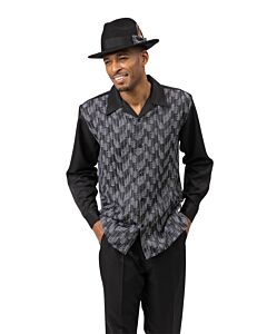 Montique Men's Walking Leisure Suit 2 Piece Set 2477 Black/White