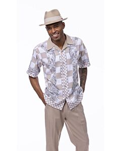 Montique Men's Walking Leisure Suit 2 Piece Set 2502 Kahki