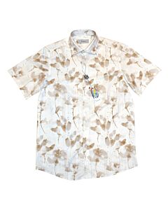 Lavane Men's Floral Print Short Sleeve Sport Shirt 2510 Tan