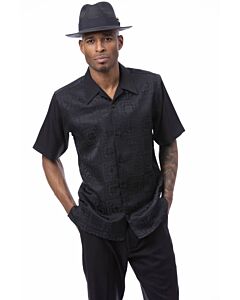 Montique Men's Walking Leisure Suit 2 Piece Set 2514 Black