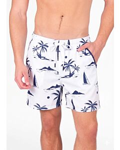Foreversobe Men's Land & Sea Print Swim Shorts 253104 White