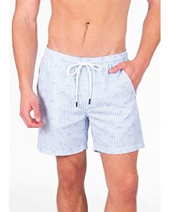 Foreversobe Men's Striped Palms Print Swim Shorts 253110 Blue