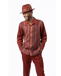 Montique Men's Walking Leisure Suit 2 Piece Set 2552 Cognac