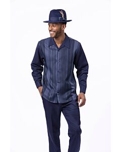 Montique Men's Walking Leisure Suit 2 Piece Set 2552 Navy