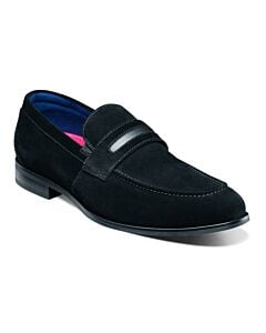 Stacy Adams Burke 25676  Moc Toe Saddle Slip-On Men's Dress Shoe  Black Suede