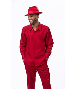 Montique Men's Walking Leisure Suit 2 Piece Set 2568 Red