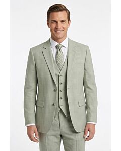 Studio Ferera Men's Green Striped Slim Fit Vested Suit 3211