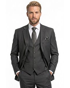 Michael Adam Grey Pinstripe Modern Fit Vested Suit 3238 Paris