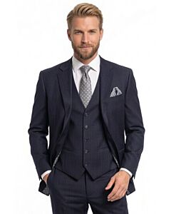 Michael Adam Navy Pinstripe Modern Fit Vested Suit 3238 Paris