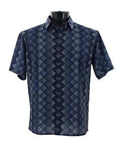 Bassiri Uomo Men's Fashion Print Short Sleeve Sport Shirt 5144 Blue