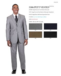 Falcone 5306-002 Pett Navy Vested Solid Fashion Suit