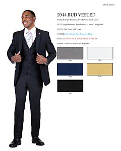 Stacy Adams 5944-007 Bud White Solid Vested Men's Fashion Suit