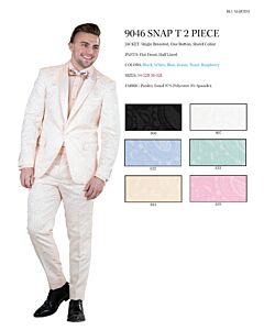 Blu Martini 9046-807 Snap T White Tonal Paisley Fashion Suit