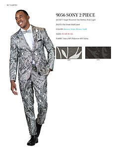 Blu Martini 9056-808 Sony Brown Fancy Fashion Suit
