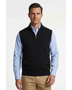 F/X Fusion Men's 1/4 Zip Mock Neck Sweater Vest 9080 Black