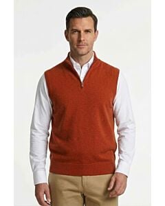 F/X Fusion Men's 1/4 Zip Mock Neck Sweater Vest 9080 Burnt Orange