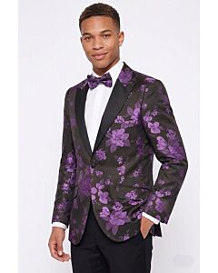 Mazari Men's Modern Fit Tuxedo Dinner Jacket w/ Matching Bow Tie 9658 Party S/C Purple