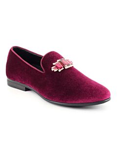 Amali Plain Toe Slip-On Smoking Shoe Fabio Burgundy