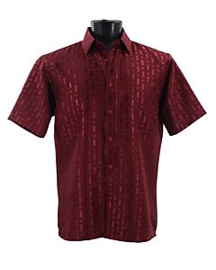 Bassiri Uomo Men's Fashion Print Short Sleeve Sport Shirt 64941 Burgundy