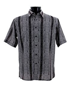 Bassiri Uomo Men's Fashion Print Short Sleeve Sport Shirt 65361 Black